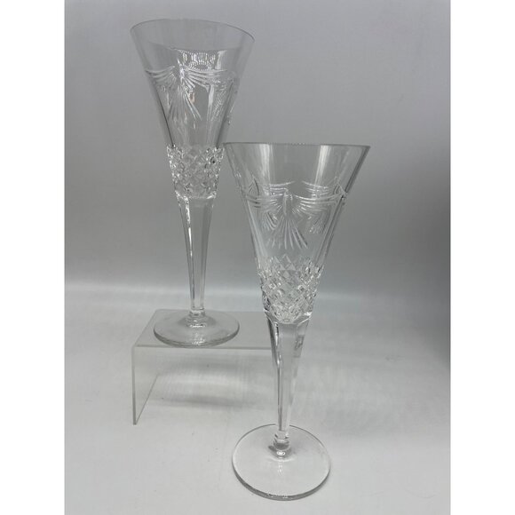 Waterford Peace Millennium Crystal Champagne Flutes Set Of 2 READ - Picture 1 of 8